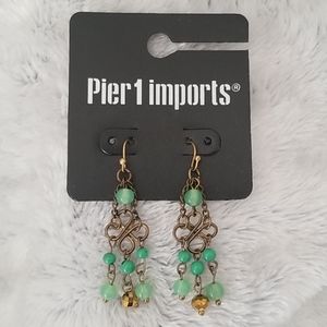 New 2" Jade Green / Bronze Earrings Pier 1 Imports